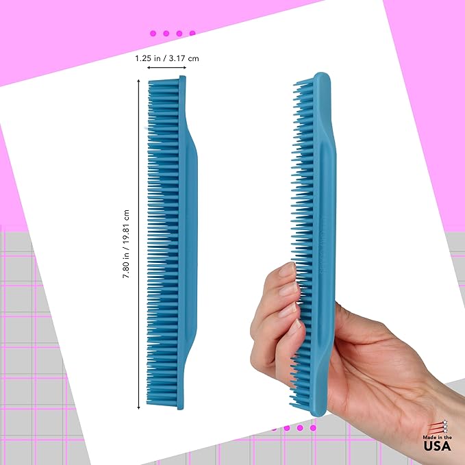 Allegro Combs 3-Row Detangling Comb, Wide Tooth Curl Defining Brush, Perfect for Women Curly Hair Stylists, Curl Defining Comb, Made In The USA, Baby Blue (1 Piece)