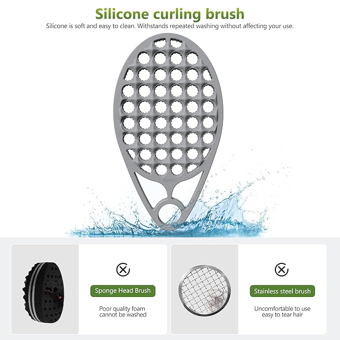 KOUPA Magic Silicone Curly Hair Brush, One Piece Twist Curl Comb for Afro Curls, Washable Hair Tool for Men Women, Grey, 2 Pieces
