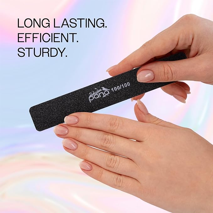 10pcs - PANA Jumbo Double-Sided Emery Nail File for Manicure, Pedicure, Natural, and Acrylic Nails - Black (Grit 100/100)