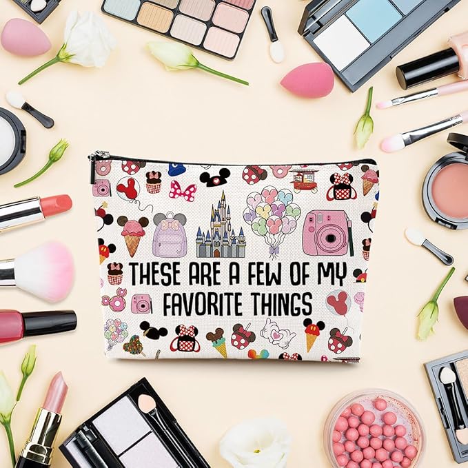 Vacation Trip Gift Fairytale Fans Makeup Bag Mouse Family Trip Snacks Cosmetic Bag Fairy Tales Gifts Cartoon Character Lover Gift Mouse Ice Cream Travel Toiletry Makeup Organizer Zipper Pouch