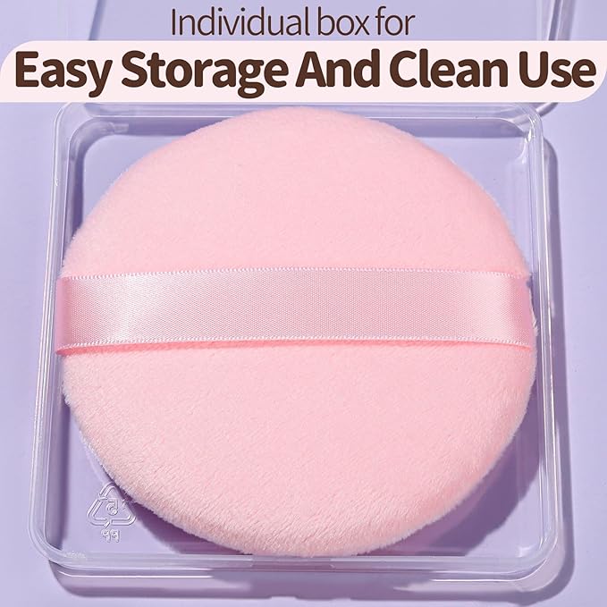 Teenitor 2Pcs Pink Powder Puff, 4.13Inch Body Powder Puff, for Body Powder Pink