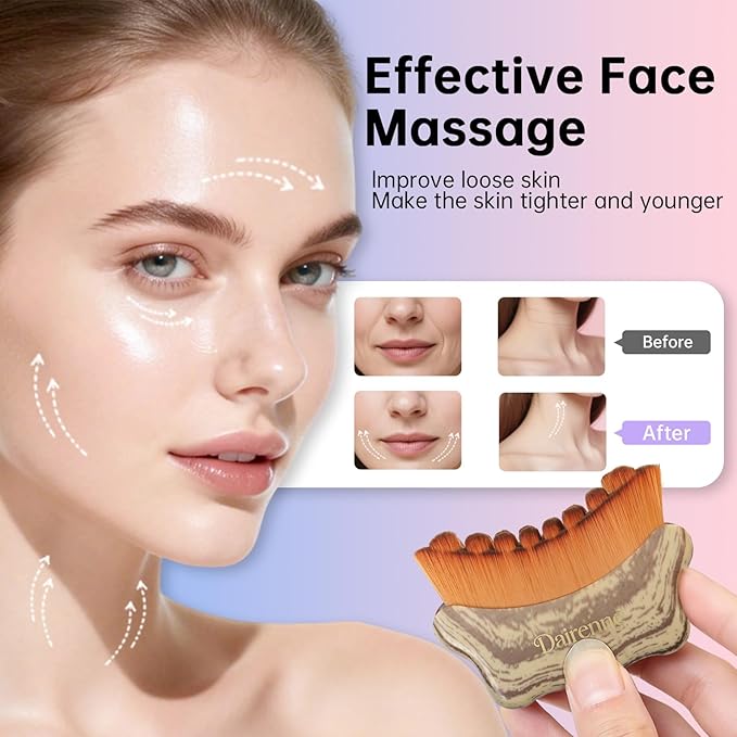Lymphatic Contour Face Brush - Facial Sculpting & Anti-Puffiness Tool | Ultra Soft Dry Brush for Jawline Massage & Lymphatic Drainage | Ergonomic Design (Gray, 10pc)