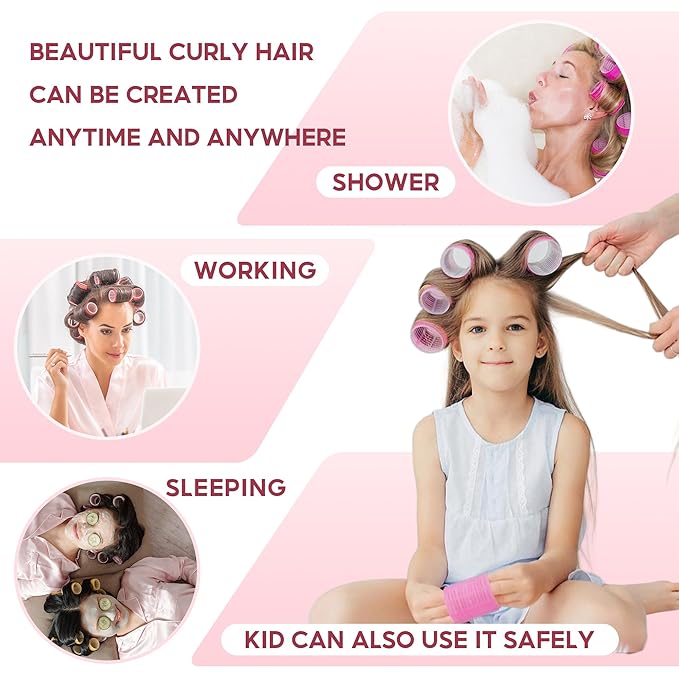 HYOUJIN 18pc Self-Grip Ceramic Ionic Thermal Hair Rollers,Hair Rollers for Salon Quality Hair Blowout Look for Long or Short Hair,Roller Set Perfect for Sleeping In(White)(60mm,48mm,36mm)
