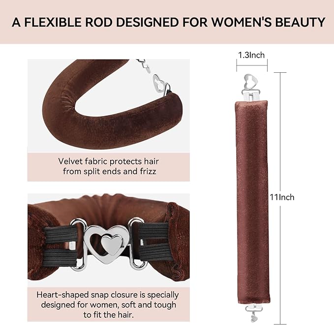 Heatless Curls Overnight Set - Jumbo Overnight Hair Curlers to Sleep In, Soft Velvet Hair Rollers for Women, No Damage Curls Styling Tools 6pcs