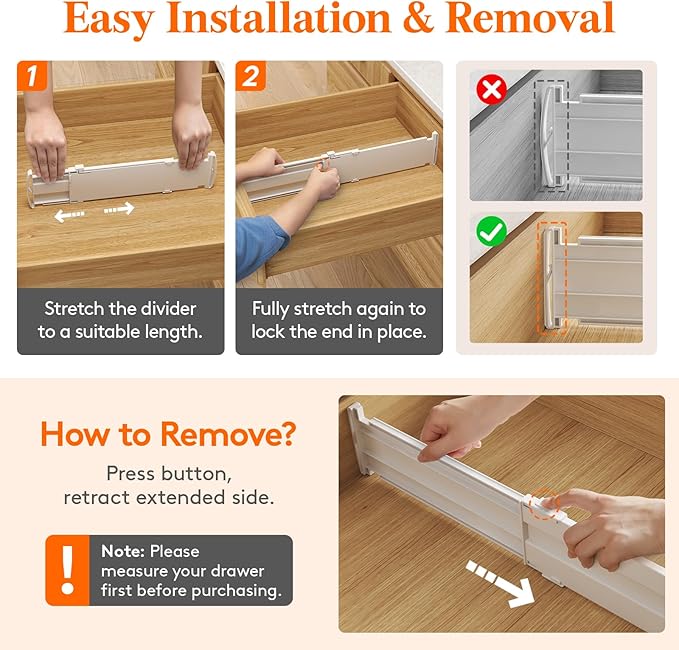Lifewit 4" High 9 Pack Drawer Dividers, 35 –55cm/13.8-22.5" Drawer Divider for Clothes, Adjustable Dresser Drawer Organizers, Plastic Drawers Separators for Clothes, Bedroom, Bathroom, Kitchen, Office