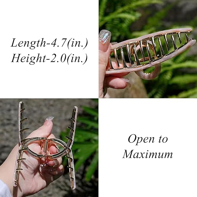 Big Hair Claw Clips Butterfly Barrettes Claw Clips for Women Lattice Design Acetate Claw Clips Metal Hair Clip for Girls Large Hair Accessories for Long Thick Hair (Pink)
