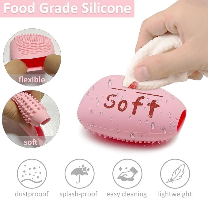 Silicone Travel Make-up Brush Holder with Cleaner Mat Pad, Organizer Case Covers for Foundation Eye Lip Brushes Storage Cleaning, Gift for Women Girl-Friend Mother Wife, 3-Pcs Large + 5 Small, Blue