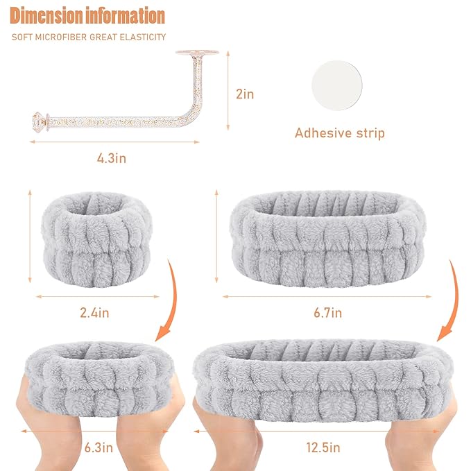 Face Wash Headband and Wristband Set - Microfiber Wrist Towels with Holder for Spa, Absorbent Scrunchies