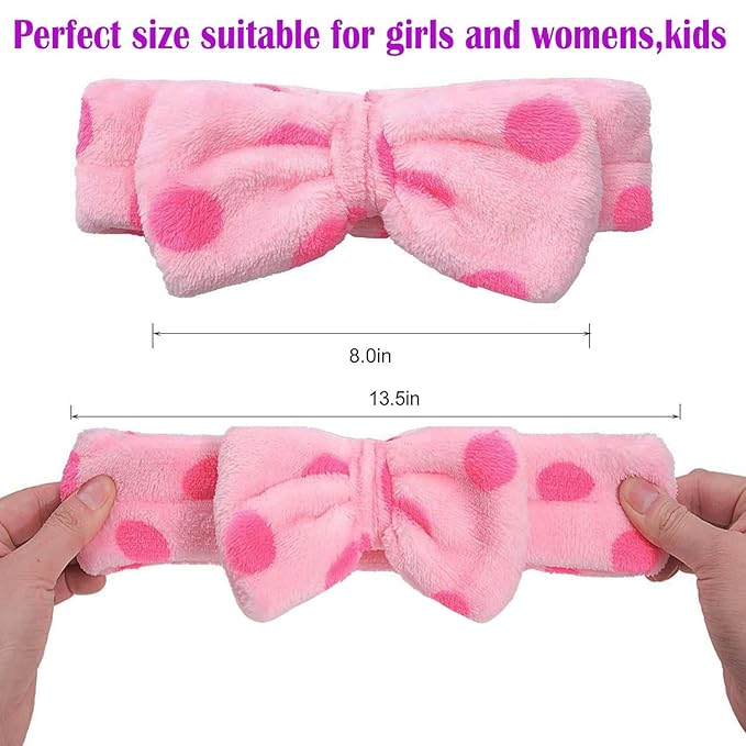 12pcs Spa Headband Soft Bowknot Spa Hair Band Coral Fleece Headband Makeup Headbands for Face Washing Skin Care Shower Yoga Headwraps for Women Girls (Pattern M)