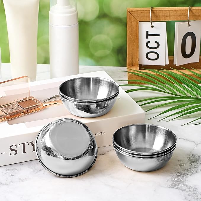 12 Pcs 3.23 In DIY Face Mask Bowl Stainless Steel Esthetician Facial Mask Bowl Small Facial Esthetician Supplies for Women Skincare Products Lady Home Salon Cosmetic Beauty (Silver)