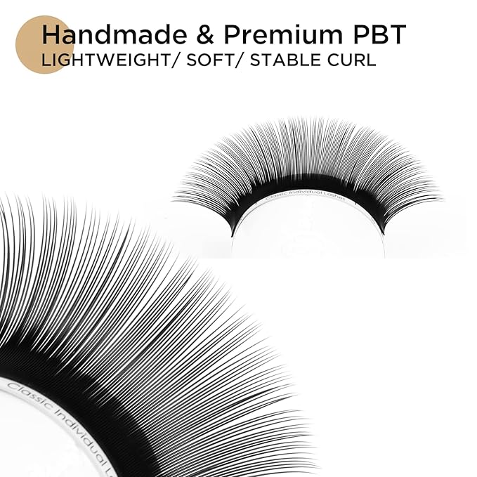 LASHVIEW Eyelash Extensions, Premium Single & Classic Individual Lashes, 0.10 Thickness D Curl 8-15mm Mixed Tray, Natural Semi-Permanent, Soft Application-Friendly