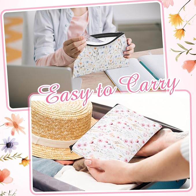 Reginary 20 Pcs Floral Prints Makeup Bag for Women Bulk Spring Floral Gifts for Women Toiletry Zipper Makeup Bags Appreciation Gifts Cosmetic Pouch Reusable Multipurpose Organizer, 7 x 4.3 Inches