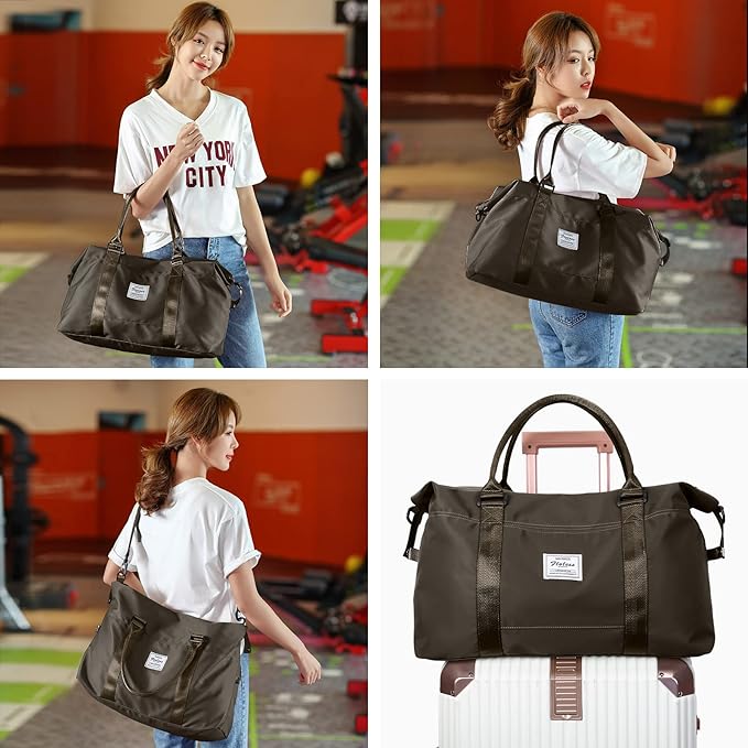 HYC00 Travel Duffel Bag,Carry-on Overnight Weekender Bags for Women,Sports Tote Gym Bag with Wet Pocket