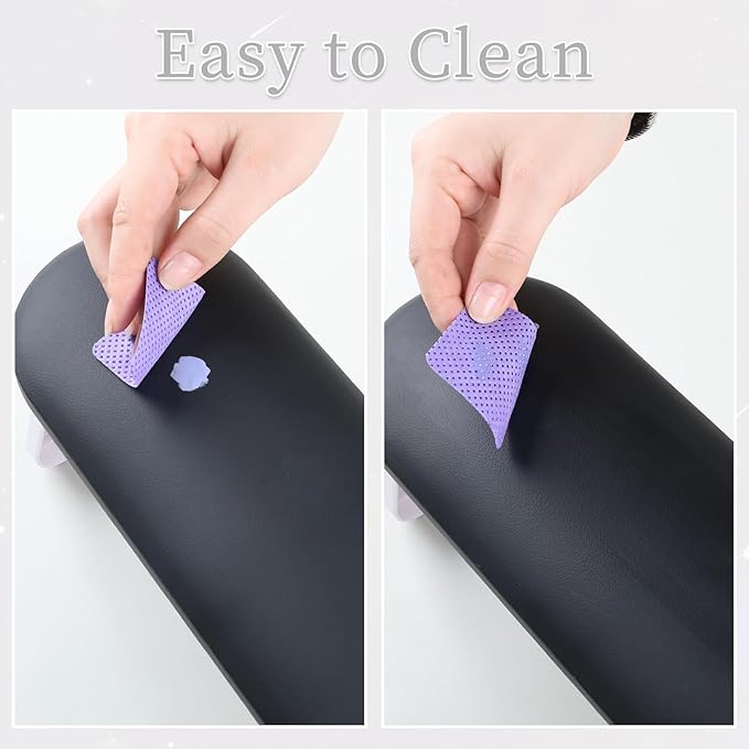 Nail Arm Rest, Professional Foldable PU Leather Nail Hand Rest with PVC Table Mat for Acrylic Nails, Soft Nail Hand Pillow Non-slip for Manicure Salon Use (higher-Black)