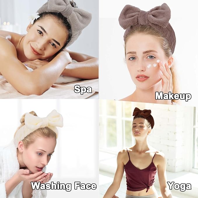 Casoty 6 Pcs Soft Coral Fleece Headbands for Makeup, Facial Care, Shower and Yoga