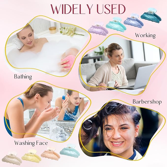 12 Pcs Large Acrylic Hair Claw Clips for Women Cute Non-slip Hold Jaw Clamps Bulk for Thick or Thin Hair French Barrettes Accessories