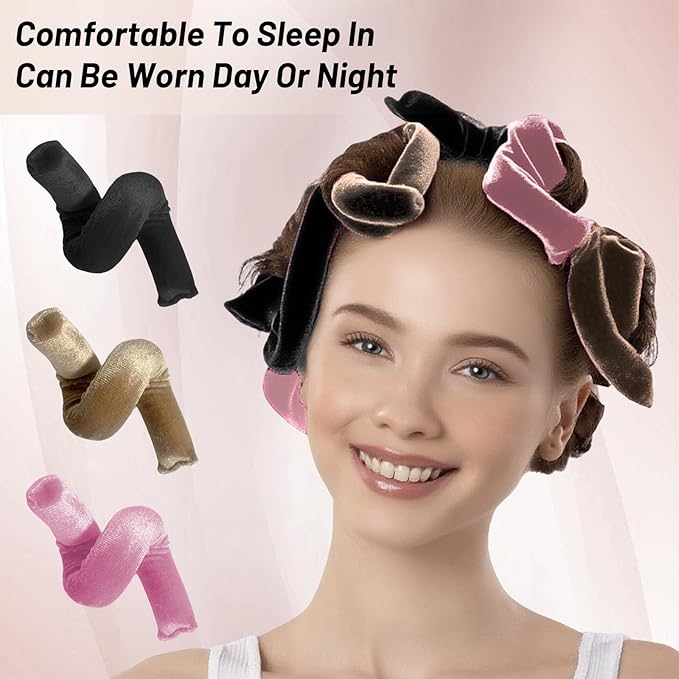 Heatless Hair Curler Overnight Curls, Heatless Curlers for Women, Soft Velvet Satin Flexi Rods Sleep for All Hair Types, No Heat Overnight Sleeping Curler Styling Tools (6 Pcs Mixed Color, 10 IN)