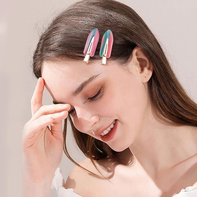 KesaPlan 10PCS No Bend Hair Clips, Acrylic Resin No Crease Hair Clips for Styling, Colorful Creaseless Flat Duckbill Hair Barrette for Makeup Hairstyle Accessories for Women Girls Gifts