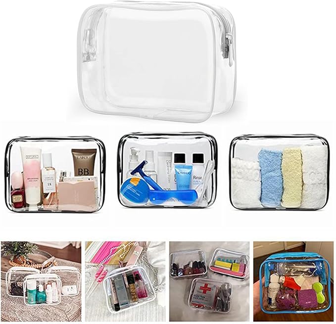 20 Packs Clear Cosmetics Bags for Women Men Waterproof Toiletry Bags PVC Makeup Bags Organizer Case with Zipper for Travel Bathroom (20PCS -8Colors)