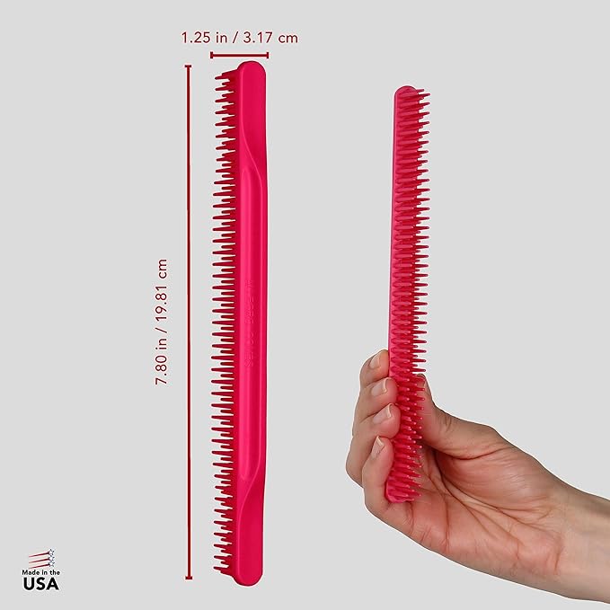 Allegro Combs 3-Row Detangling Comb, Wide Tooth Curl Defining Brush, Perfect for Women Curly Hair Stylists, Curl Defining Comb, Pink, Made In The USA, 1 Piece