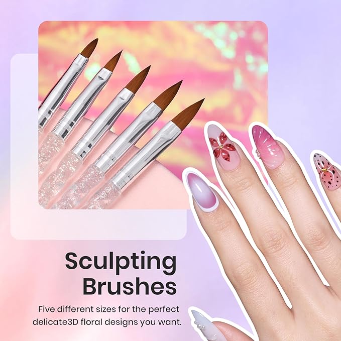 Beetles 31pcs Nail Art Brushes, Nail Art Pens, Dotting Tools, Dust Brush, Striping Liner Fingernail Drawing Pens with Palette Holder All in One for Starter Manicure Design Set