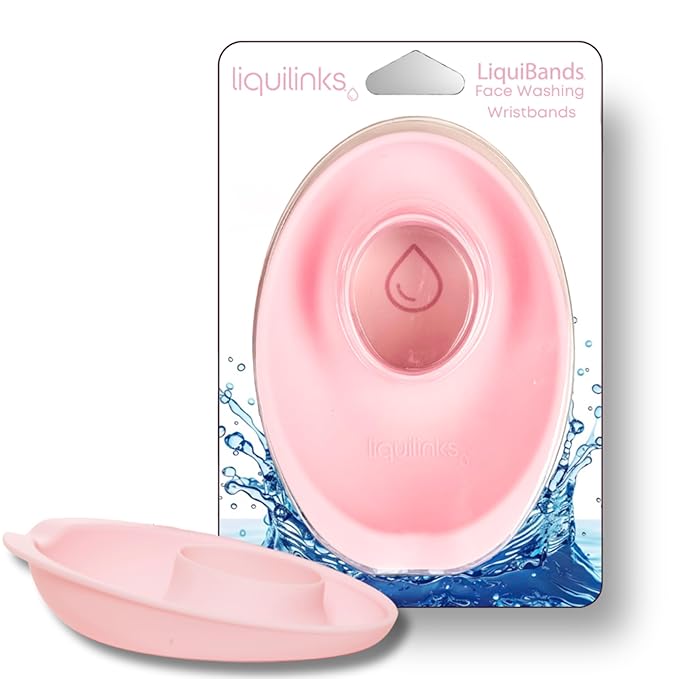 LiquiBands Face Washing Wristbands – No More Wet Sleeves with This Skincare Essential - Silicone Bands to Catch Water Drips – Stocking Stuffer for Girls & Women (Blush Pink, 1 Pair)