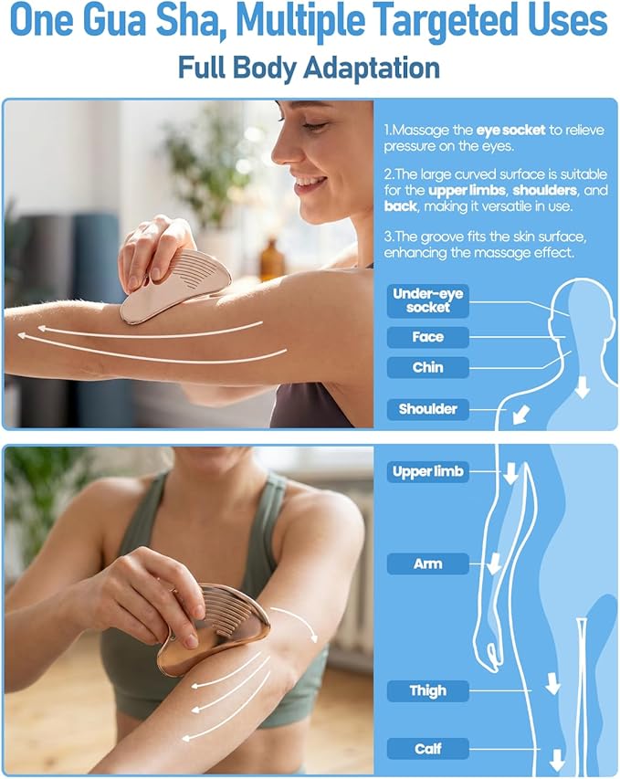 Non-Slip Grip Stainless Steel Gua Sha Tool for Face, 2026 Updated Ribbed Facial Guasha Massage Tool Cooling Metal Face Massager Scraper for Jawline Sculpting Cheeks & Chin, Ideal Gift for Women Mother
