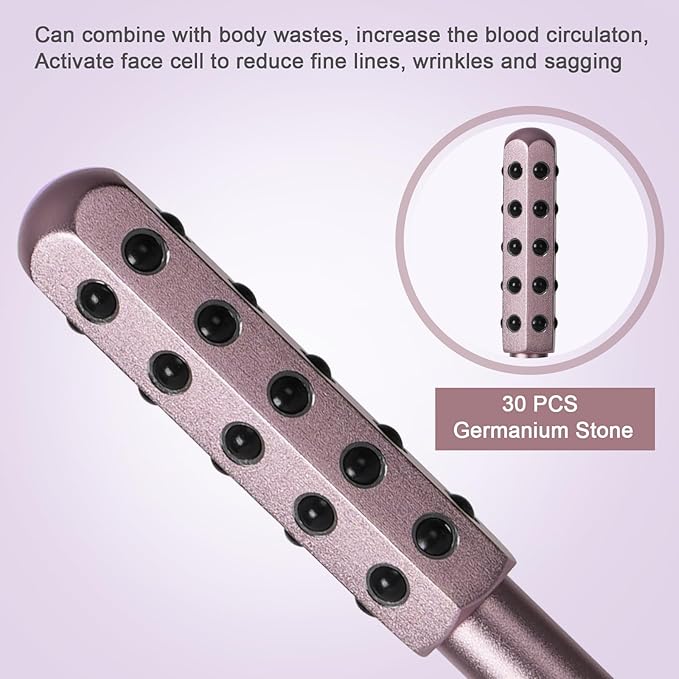 Valentines Day Gifts Germanium Beauty Stone Roller for Uplifting Face Massager Roller for Women/Mom and Girlfriend (Rose Gold)
