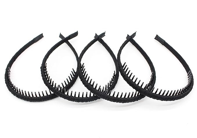 black women's headbands fashion hair accessories tooth comb hairbands for women non slip hair hoops headband suitable for ladies and girls (Pack of 4)