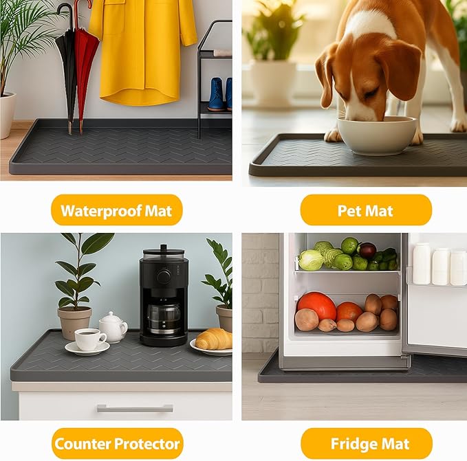TigeJoy 40" x 22" Under Sink Mats for Kitchen Waterproof, Leak-Proof Silicone Mat Sink Protector and Cabinet Liner, Kitchen Essentials Organizer and Storage, Boot or Shoe Tray, Pet Feeding Mat