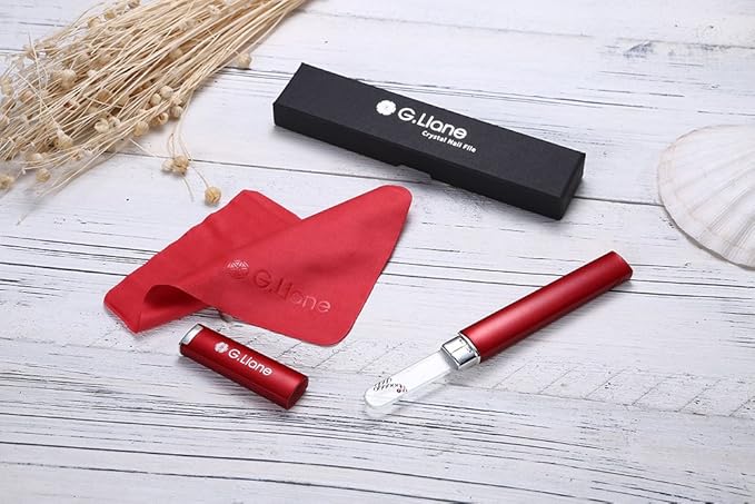 Crystal Nail File with Austria Crystals Professional Nail File in Case Manicure Pedicure Kit for Natural Nails Acrylic Nails Gels Nails Manicure Tools for Home and Salon(Red Highheel)