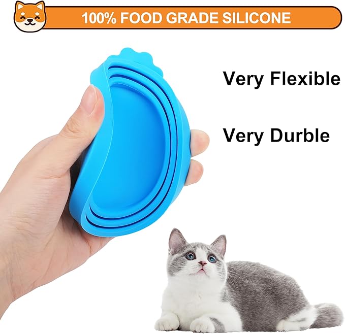 2 Pack Pet Food Can Covers, Silicone Universal Can Lids for Dog & Cat Food, BPA Free, One Fit Most Standard Size Food Cans Blue/Dark Green