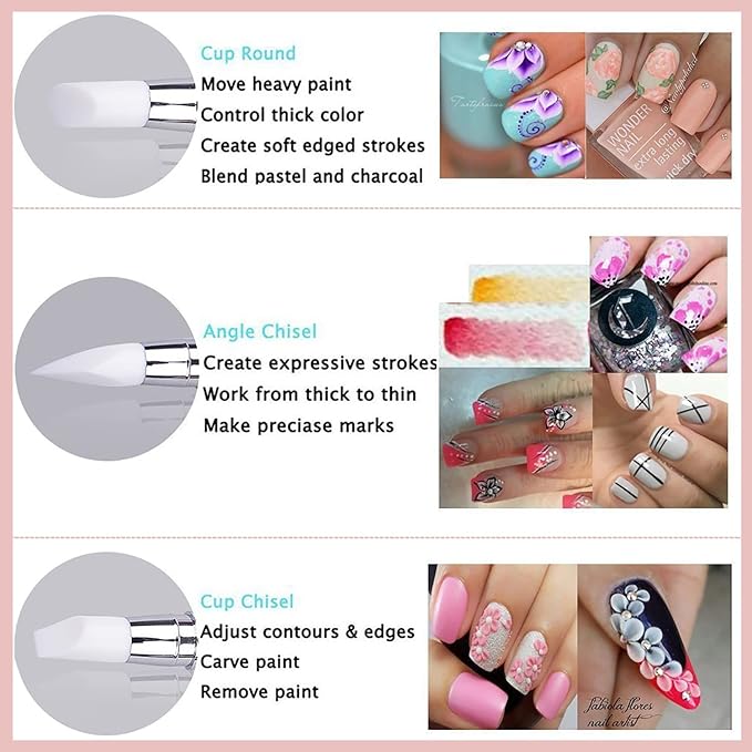 SILPECWEE 10 Pieces Dual Tipped Silicone Nail Tools Nail Art Sculpture Pen Rhinestone Nail Polish Carving Pen Acrylic Nail Brush Nail Art Brushes Nail Painting Kit for Salon DIY