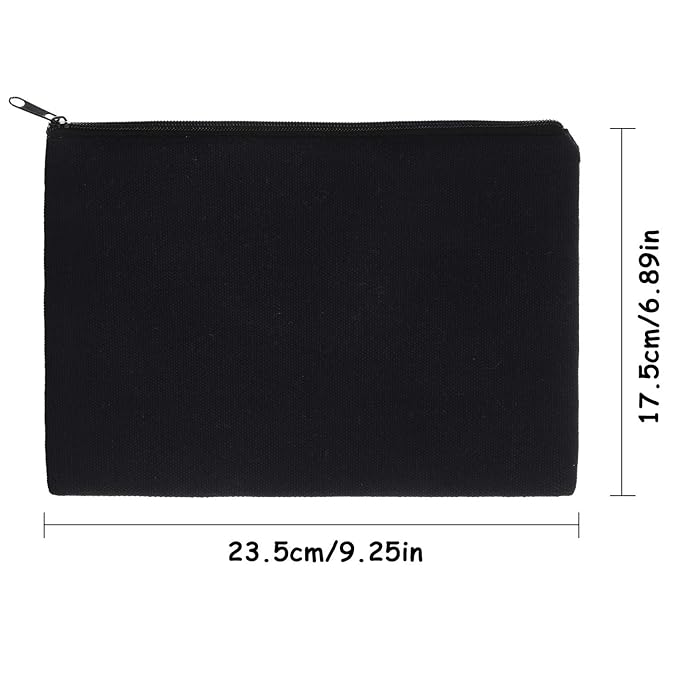 meekoo 16 Pack Canvas Blank Makeup Bags Plain Zipper Cosmetics Pouch Sublimation DIY Craft Multipurpose Toiletry Bag for Makeup Travel Cosmetic Pen Pencil Stationary Storage (L, Beige and Black)