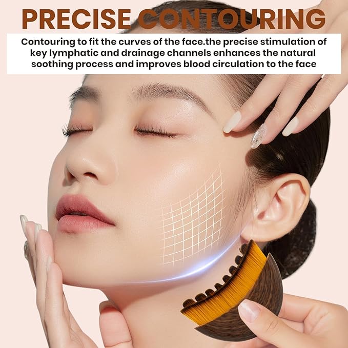 2pcs Lymphatic Contour Face Brush, Lymphatic Drainage Brush, Dry Brushing Face Brush, Lymphatic Drainage Massager for Face, Designed for The Face Gentle Enough for Daily Use（2pcs）