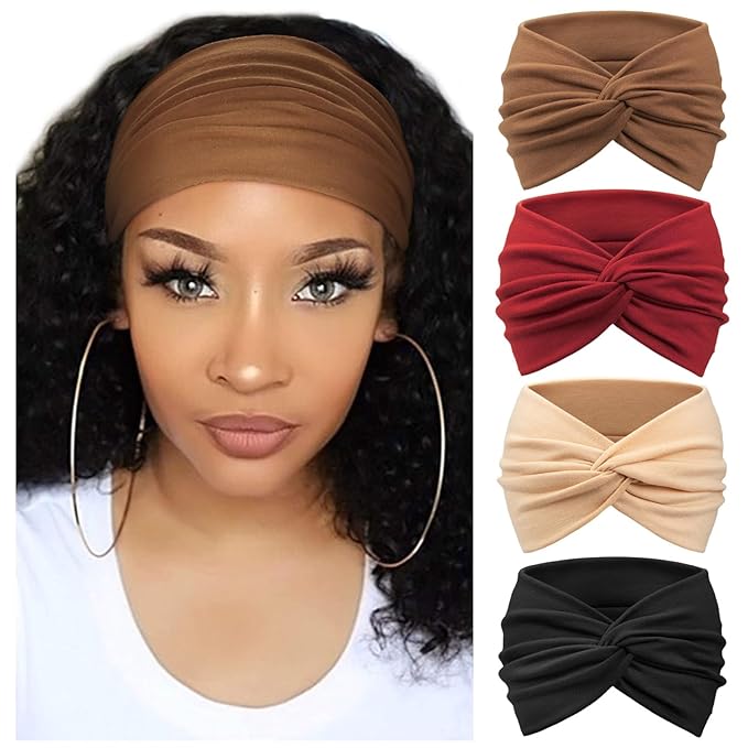 Extra Wide Headbands for Women Large Turban Headband Non Slip Boho Elastic Hairband Hair Twisted Knot Head Bands Accessories