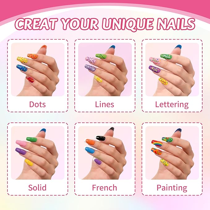 Betem Nail Art Pens Set, Dual Tip 24 Colors Nails Art Markers Non-Toxic, Quick-drying Nail Polish Pens, Acrylic Nail Kit for Home & Salon DIY, Easy French Manicure Tool, Gifts for Mom, Friends