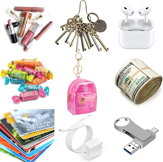 4Pcs Mini Clear Backpack Keychain,Cute Cosmetic Bag for Women, PVC Transparent Makeup Bag Key Pocket Lipstick Bag Card Holder Data Cable Organizer Zipper Pouch (PVC Transparent)