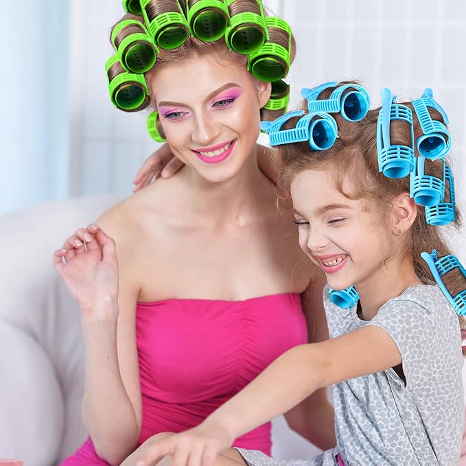 WILLBOND 65 Pieces Magnetic Hair Rollers Set Plastic Rollers Curlers with Clips 4 Sizes for Long Medium Short Hair, Duck Clips Hairnet Hairdressing Styling Tool(Colorful)
