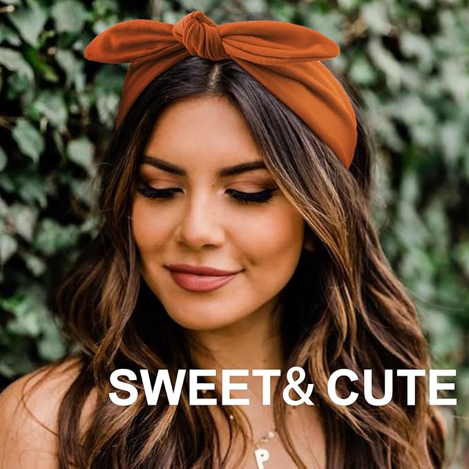 DRESHOW 4 Pack Adjustable Knotted Headbands Non Slip Elastic Yoga Hair Bands Solid Colors Headbands for Women and Girls