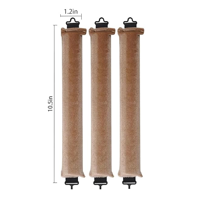 Overnight Heatless Hair Curler Blowout Rods Jumbo, Heatless Curls Satin Jumbo Flexi Rods to Sleep in,Soft Heatless Rod for All Hair Types,No Heat Overnight Sleeping Curls Styling Tools (Khaki, 3Rods)