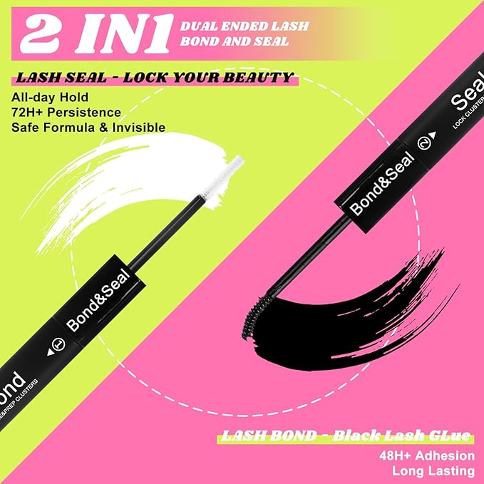 Lash Clusters Kit 40D+50D+60D+80D Individual Spikes Lashes 480 PCS 12-18mm Spiky Manga Eyelash Clusters D Curl DIY Eyelash Extension Kit with Cluster Lash Bond & Seal for Anime Eyelashes by WiWiLINK