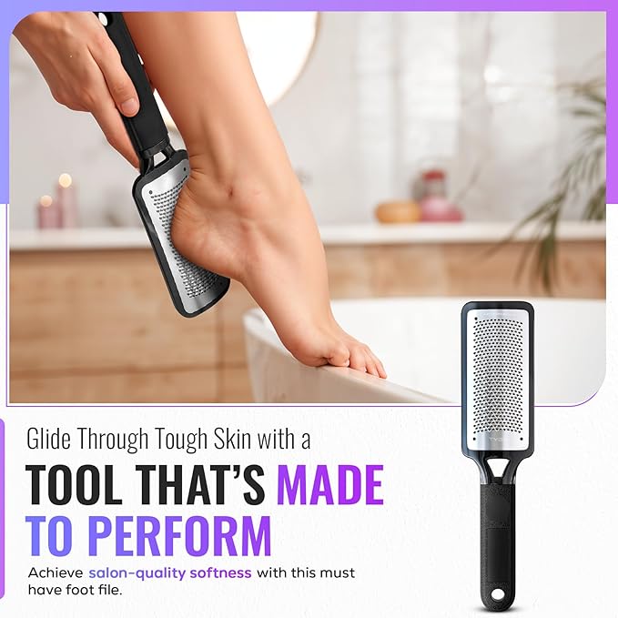 TYGA Colossal Foot Rasp Foot File and Callus Remover - Pedicure Tool for Dead Skin Removal, Feet Hard Skin Remover, Foot Scraper, Can Be Used on Both Wet and Dry Feet, Surgical Grade Stainless Steel