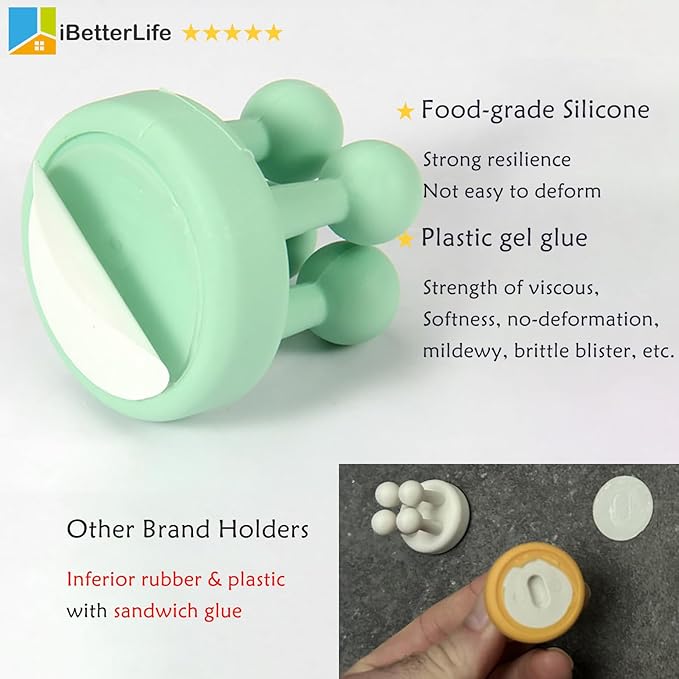 Razor Holder Shaver Hook Hanger Stand - 4Pcs Silicone Toothbrush Holders for Shower Wall Mounted Self Adhesive Cute Utility Dorm Room Bathroom Kitchen Organizer Storage Hook for Hanging Loofah Towel