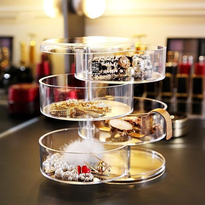 Stackable Storage Jewellery Trays Hair Accessory Containers Simple Houseware Organizer 4 Layers 7.14in.