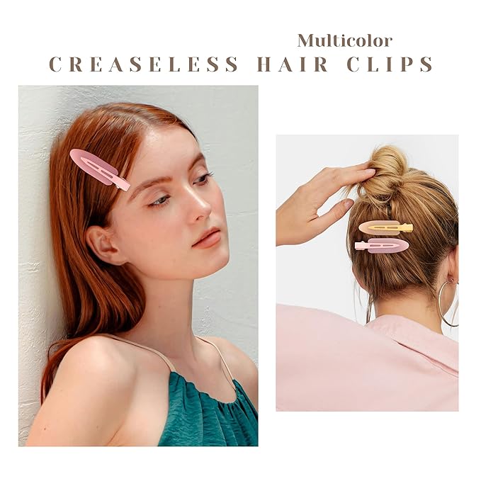 10 Pcs Creaseless No Crease No Bend Flat Hair Clips For Styling Non Slip Makeup Clips For Women Salon Hairstyle,Jelly Orange Pink Rose Red