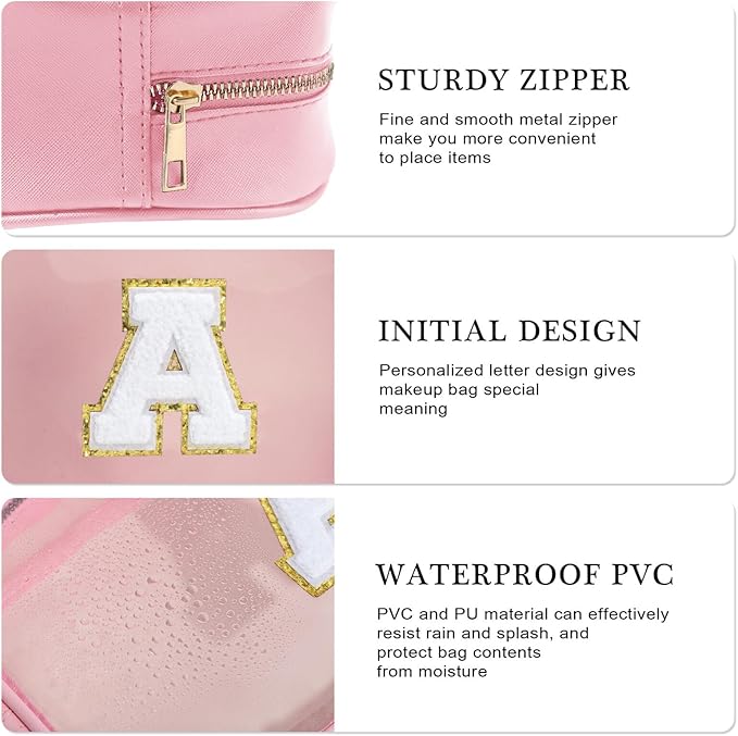 YOOLIFE Valentines Gifts for Grandkids Teacher Gift Travel Toiletry Bag Clear Makeup Bag Travel Essentials Christmas Gifts for Girls Teen Girlfriend Kids Birthday Gift Stocking Stuffers Pink J