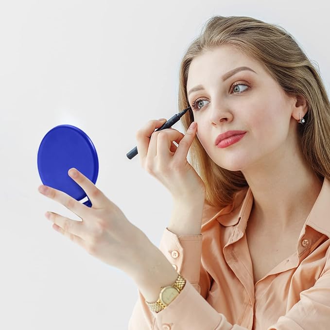 36 Pcs Compact Mirror Bulk Portable Round Makeup Mirror Mini Foldable for Purse Women Travel Daily Use Mother‘s Day Gifts (Royal Blue)