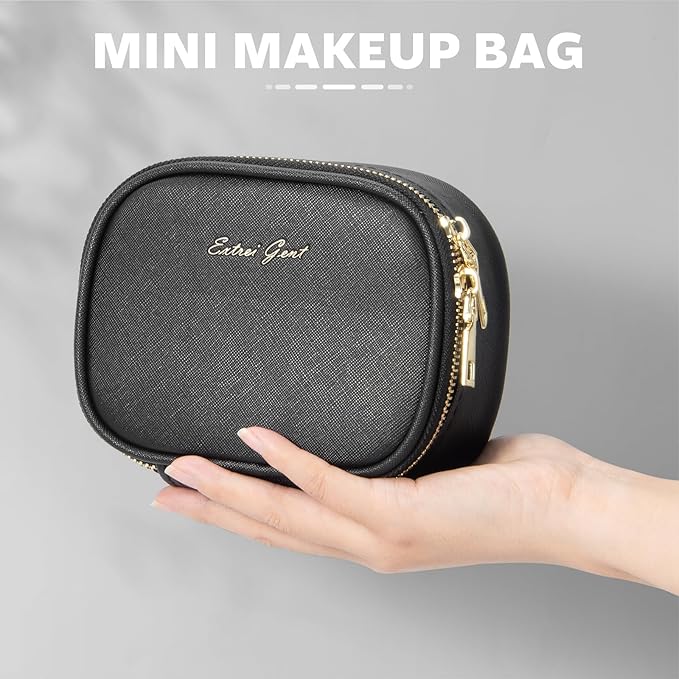 Mini Makeup Bag with Led Mirror, Small Travel Make up Bag 3 Light Modes Adjustable Brightness, for Women Organizer Cosmetic Bag, Portable Travel Train Toiletry Bag, for Pool Parties Work Touch-Ups
