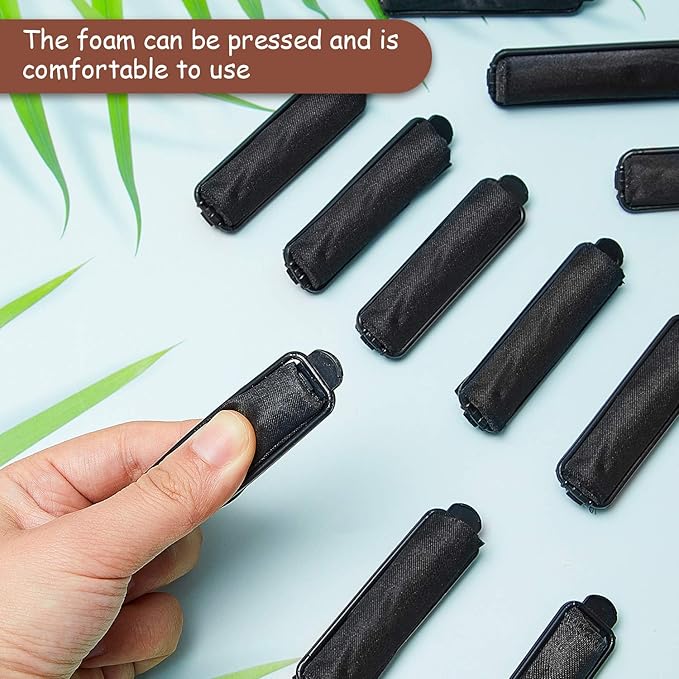WILLBOND 40 Pieces Sponge Hair Rollers 1 x 2.6 Inch Satin Rollers for Black Hair Soft Curler Flexible Styling Wave Curlers for Hairdressing Styling